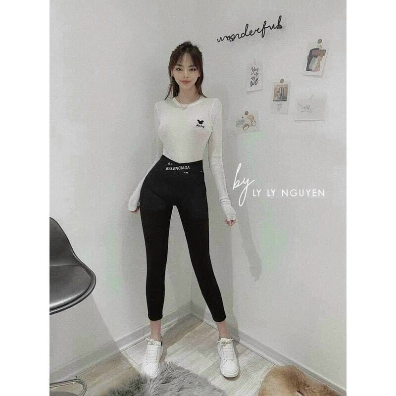 Quần legging đan chéo lưng bà len hot hit k