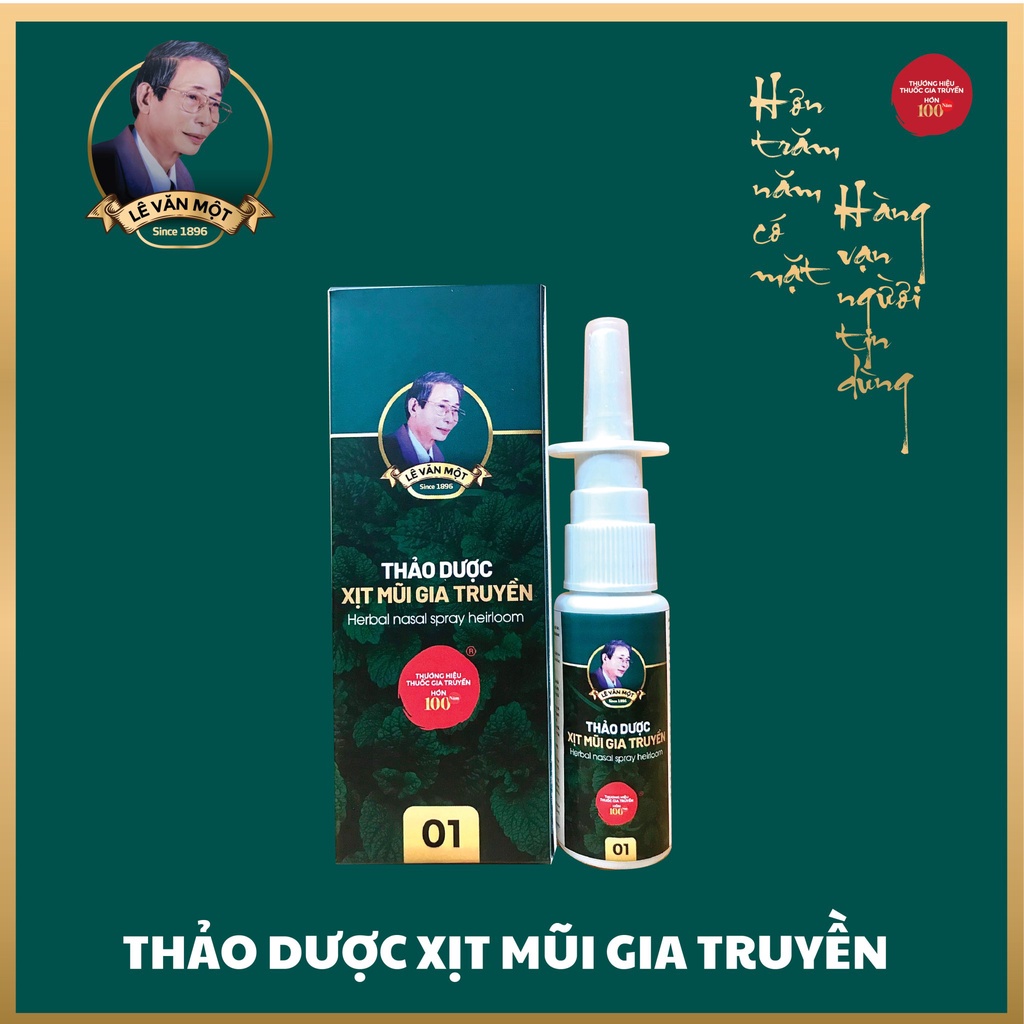 Thảo dược xịt mũi gia truyền Lê Văn Một, giảm cảm cúm, sốt, ho, đau họng, viêm phế quản, hơi thở có mùi hôi..