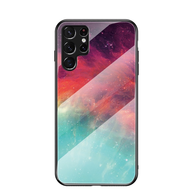 Ốp Điện Thoại Kính Cường Lực Họa Tiết Bầu Trời Sao Cho Samsung Galaxy S22 Ultra S22 Plus 5G S21 FE S21 Ultra S21 S20 Plus