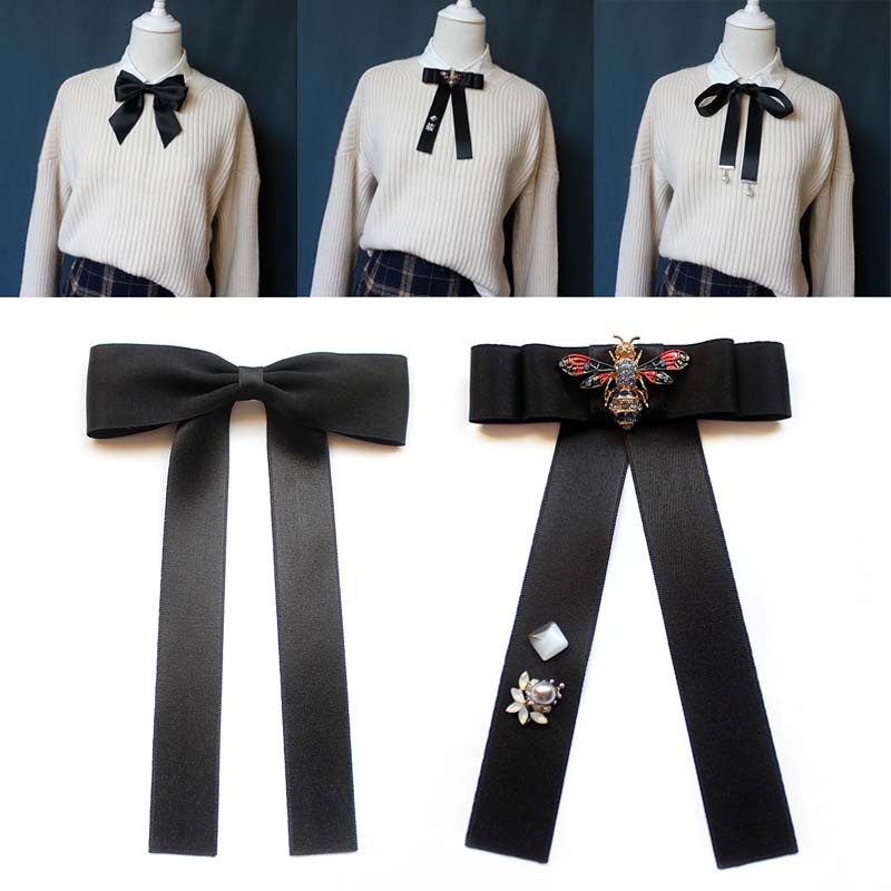 Nơ Cài Cổ Áo Màu Đen Phong Cách JK Cho Nữ Sinh