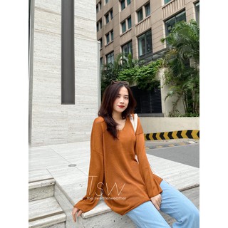 Áo len mỏng mongtoghi cổ V trơn