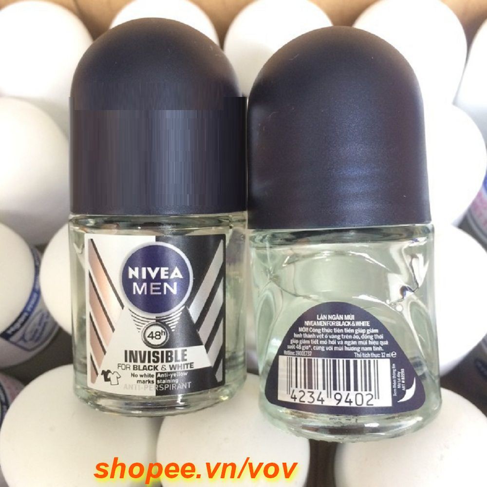 Lăn Khử Mùi Nivea Nam 25ml Ngăn Vệt Ố Vàng Áo Black And White Chính Hãng.