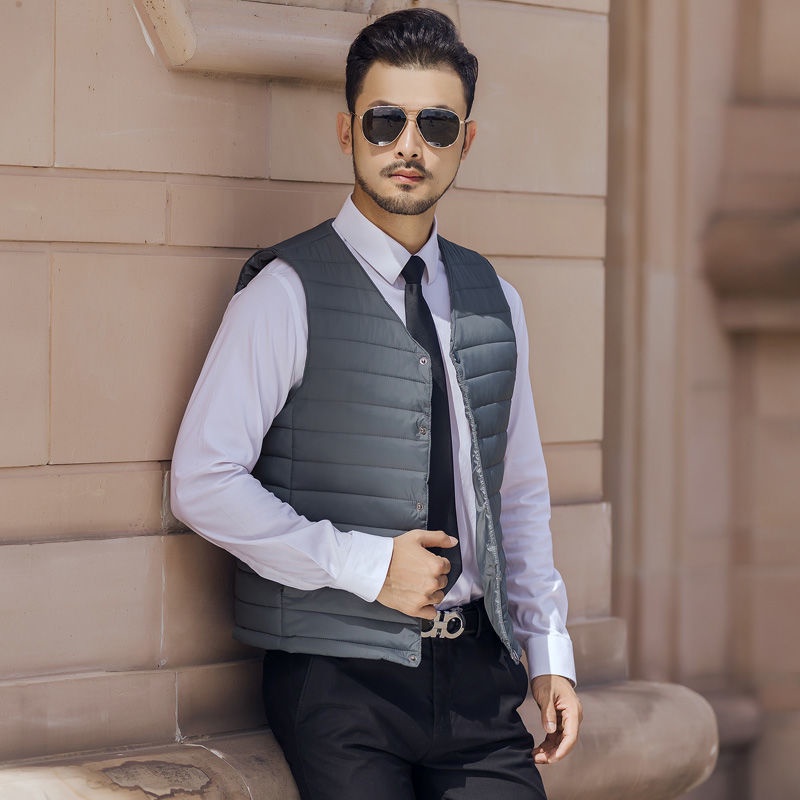 Áo khoác phao sát nách lót cotton dày giữ ấm bên trong cho nam trung niên