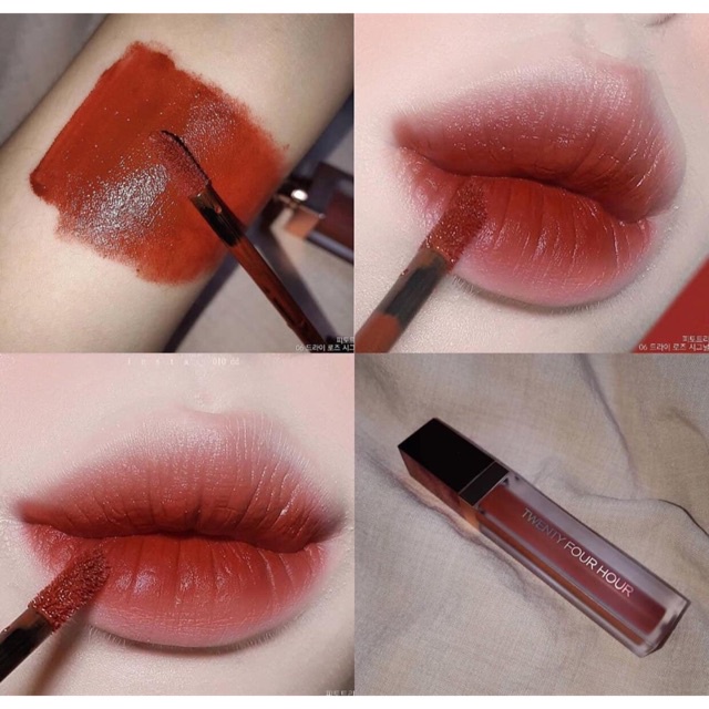 Son Kem Lì Phytotree màu 06 - Đỏ Gạch, Son Phytotree Twenty Four Hour Velvet Tint - 06 Rose Signal