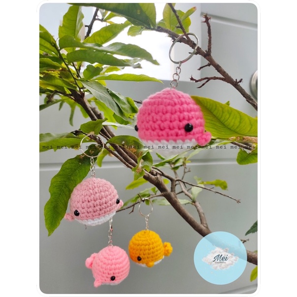 MÓC KHOÁ CÁ VOI WHALE XINH XẮN- Móc khoá cá heo bằng len móc cute màu sắc cho bạn lựa chọn Dolphin keychain