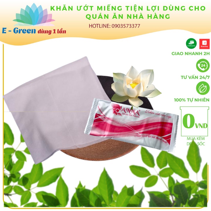Khăn ướt từng miếng tiện lợi cho những quán nhỏ, nhà hàng, 100 Tờ - cung cấp bởi E GREEN Dùng 1 Lần