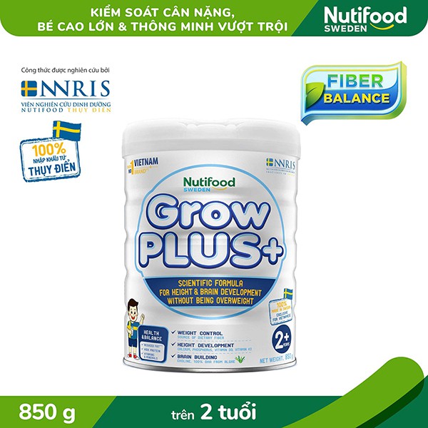 Sữa Bột Grow Plus Trắng Giúp Trẻ Phát Triển Chiều Cao Và Não Bộ, Không Thừa Cân 850g (trẻ 2 tuổi trở lên)