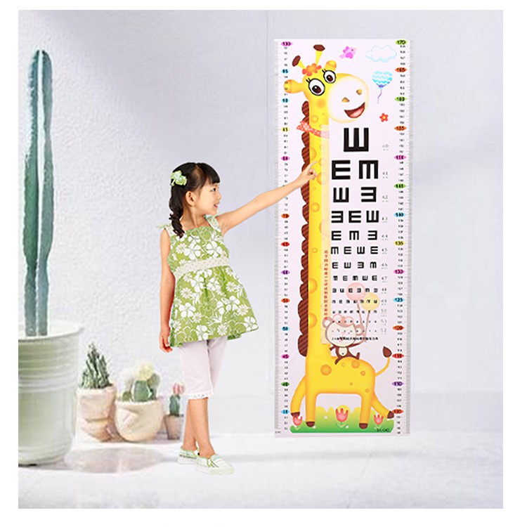 Decal dán tường thước đo chiều cao và thị lực cho bé 1183 HOANGXUAN88