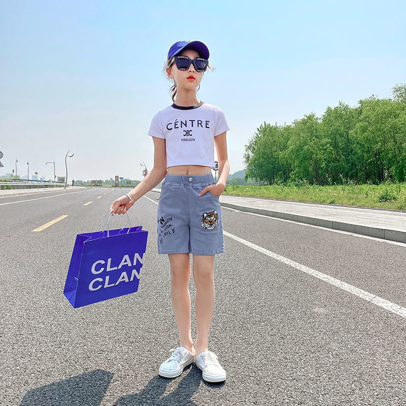 Quần Short Denim Thời Trang Mùa Hè Phong Cách Phương Tây Kiểu Mới 2022 Cho Bé Gái