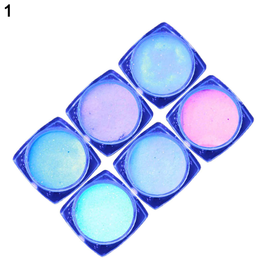 [Hàng mới về] Set 6 Hộp Kim Tuyến Dạ Quang Trang Trí Móng Tay