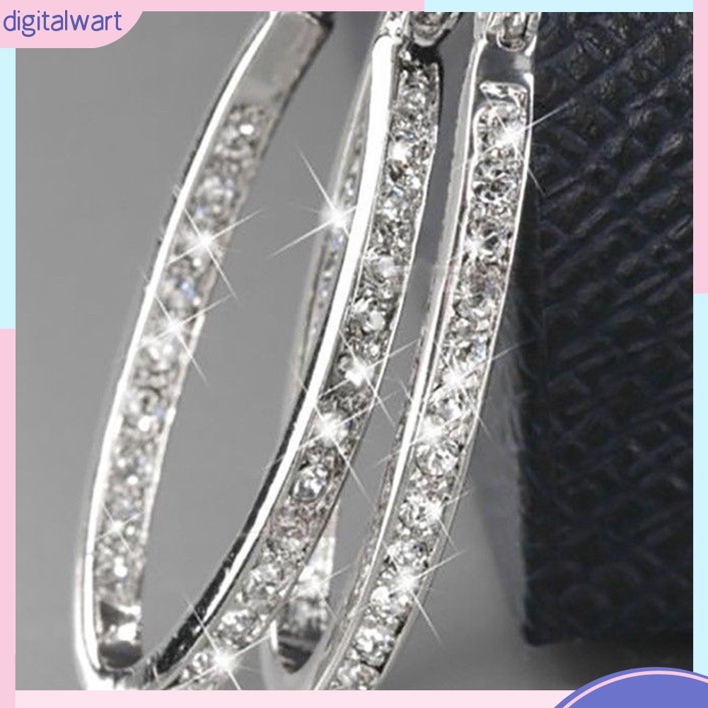 Cặp khuyên tai khoen tròn đính đá sang trọng cho nữ