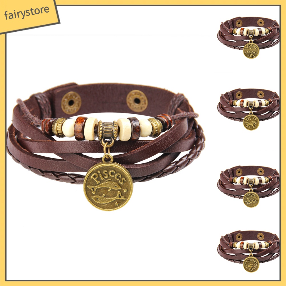 Vòng đeo tay giả da nhiều tầng phong cách cổ điển dành cho cả nam và nữ