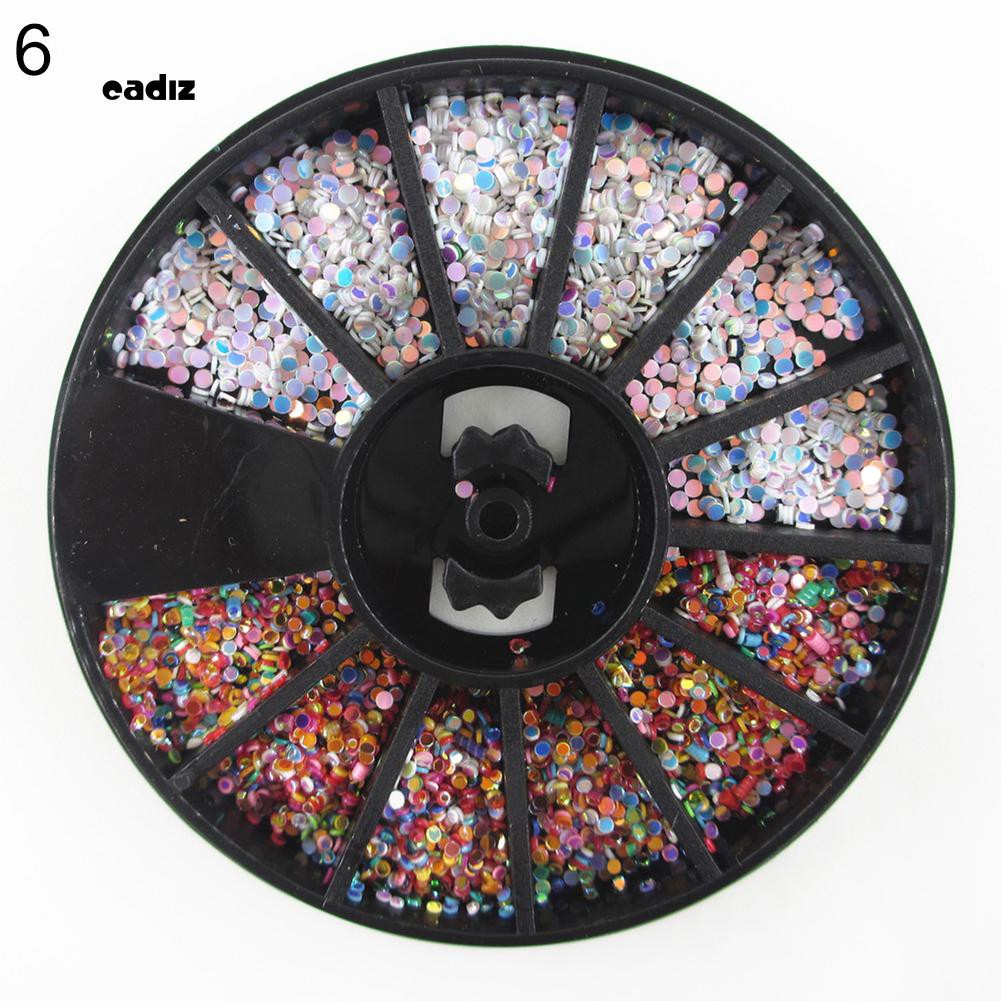 [Hàng mới về] Hộp hình bánh xe đựng đá trang trí móng tay nghệ thuật tự hoàn thiện tiện dụng 1mm