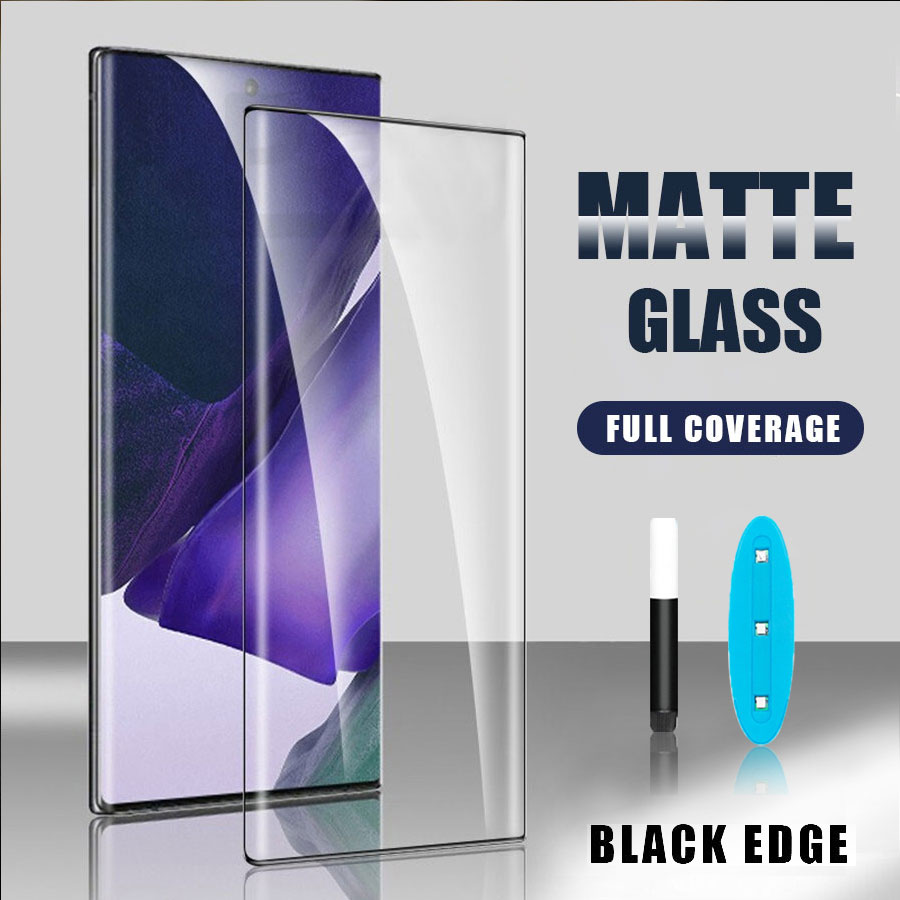 3D Curved UV Liquid Full Glue Cover Matte Tempered Glass Screen Protector Samsung Galaxy S20 Note 20 Ultra Note 10 Plus 9 8 S10 S9 S8 Frosted Anti Glare Anti Fingerprints