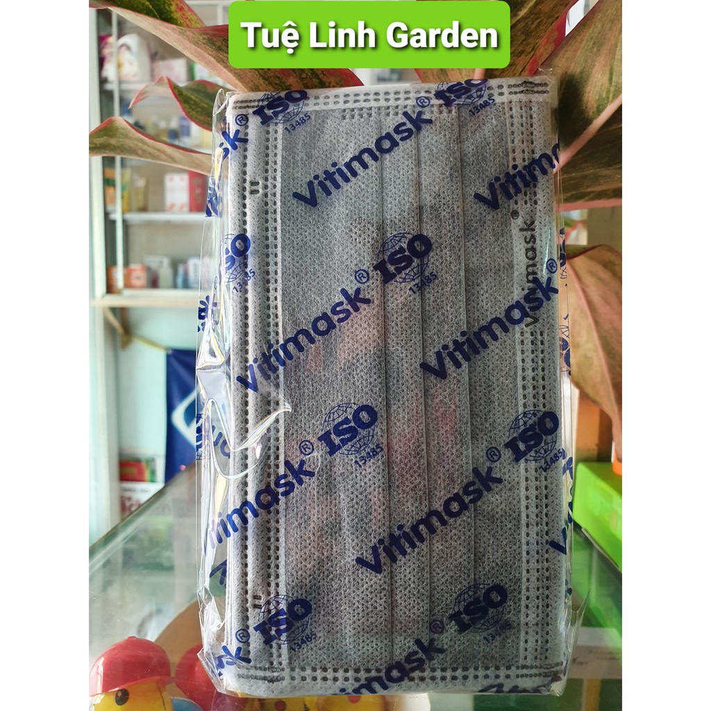 Khẩu Trang Y tế 4 lớp Vitimask Màu Xanh, Xám Hộp 50 cái | BigBuy360 - bigbuy360.vn