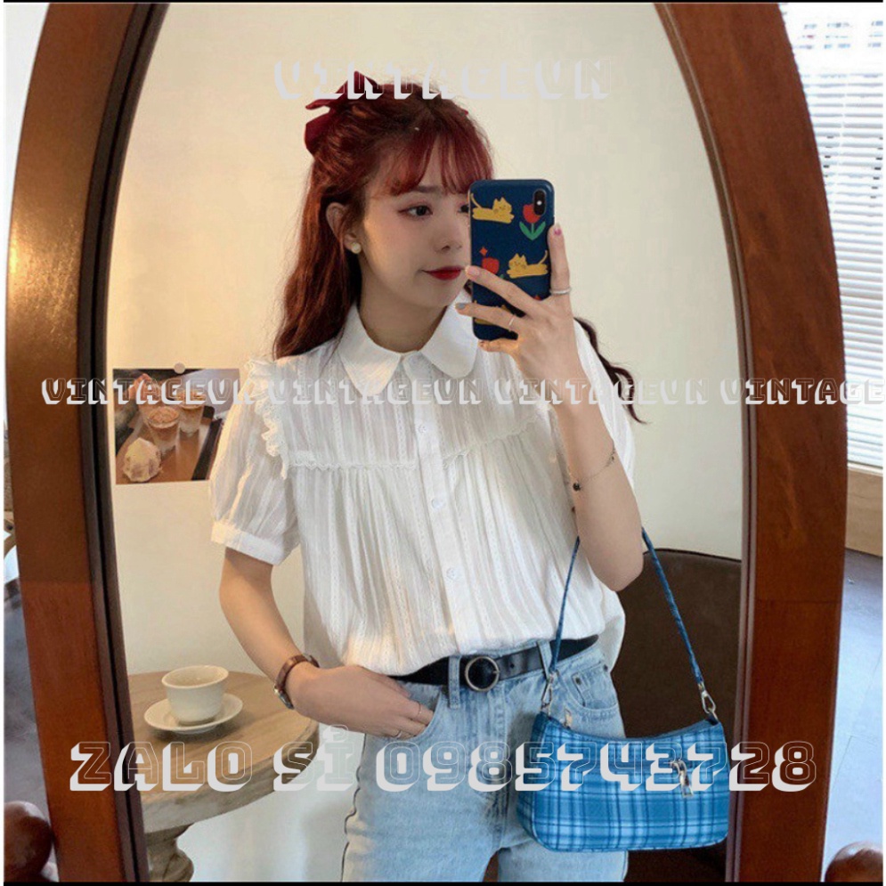 áo sơ mi cổ sen viền bèo vai NH00099 vintagevn | BigBuy360 - bigbuy360.vn