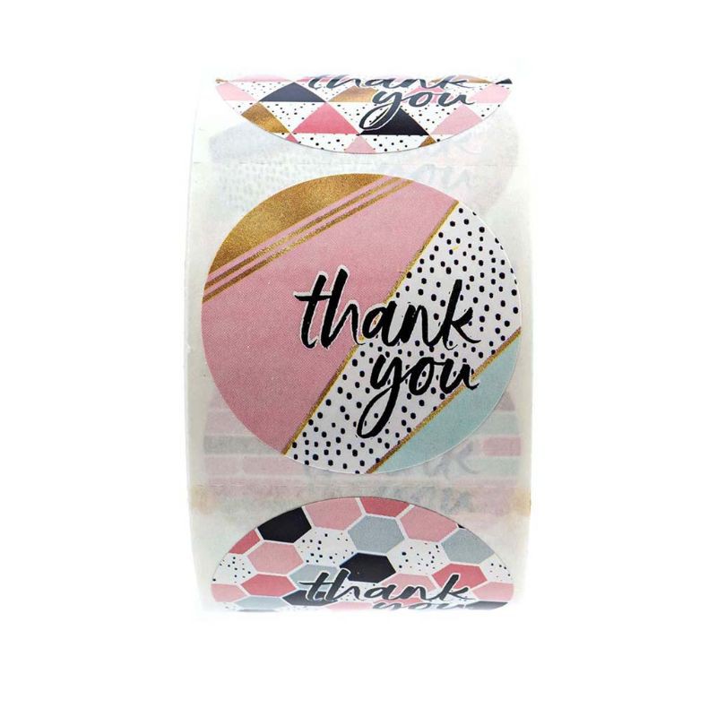 500pcs/roll 8 Designs Thank You Stickers Handmade Scrapbooking Gift Packaging