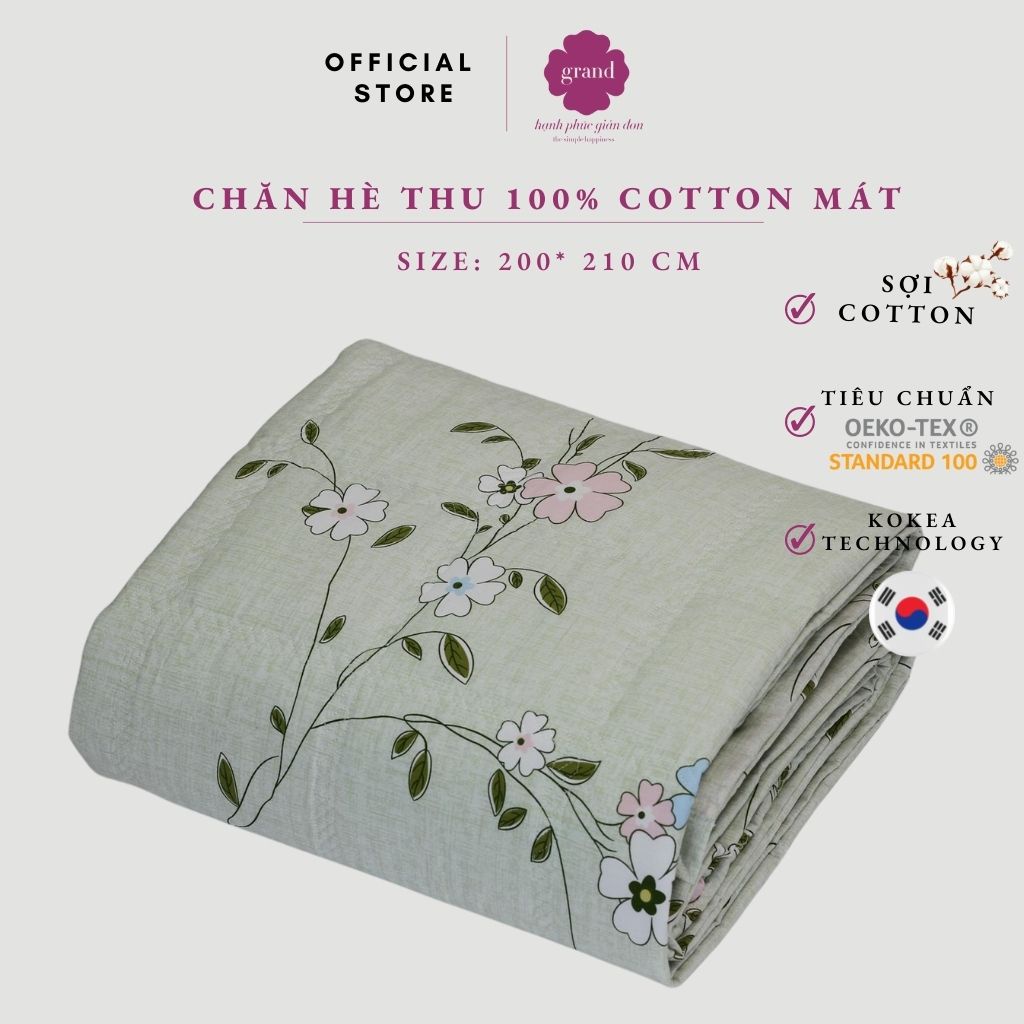 Chăn/Mền chần gòn Cotton Hàn quốc 200 x 210 cm - Vàng nhạt