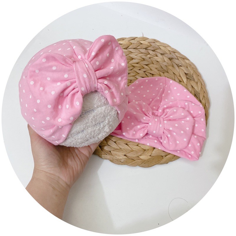 Turban mầu hồng chấm bi xinh xắn