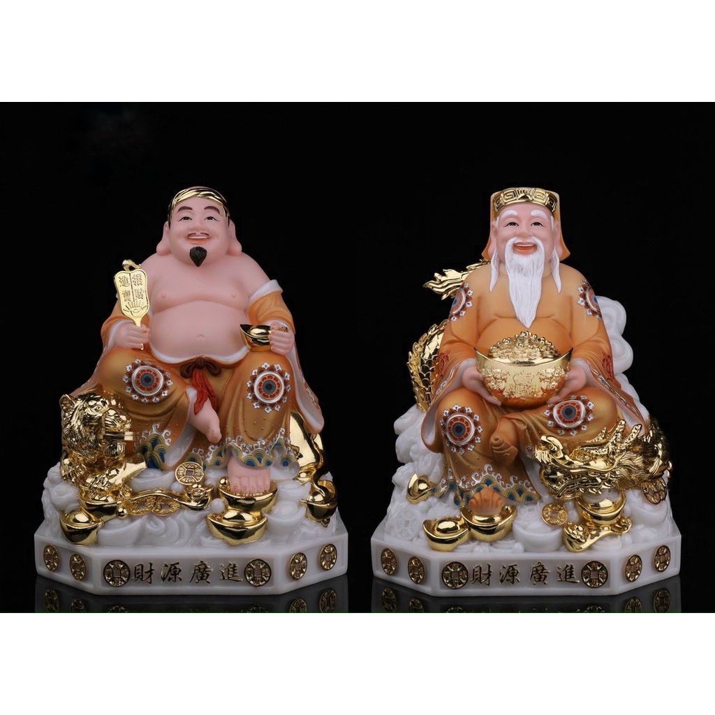 Cặp Thần Tài Thổ Địa Màu Gấm Hoa Thủ Công - Tài Địa Đá 12 in - 30cm (Nhiều Mẫu)