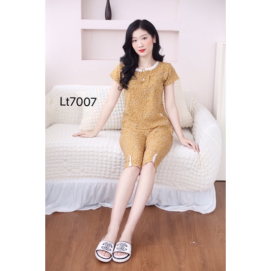 Quần áo ngủ nữ đẹp,bộ lửng bo gấu 2 màu xinh xắn | BigBuy360 - bigbuy360.vn