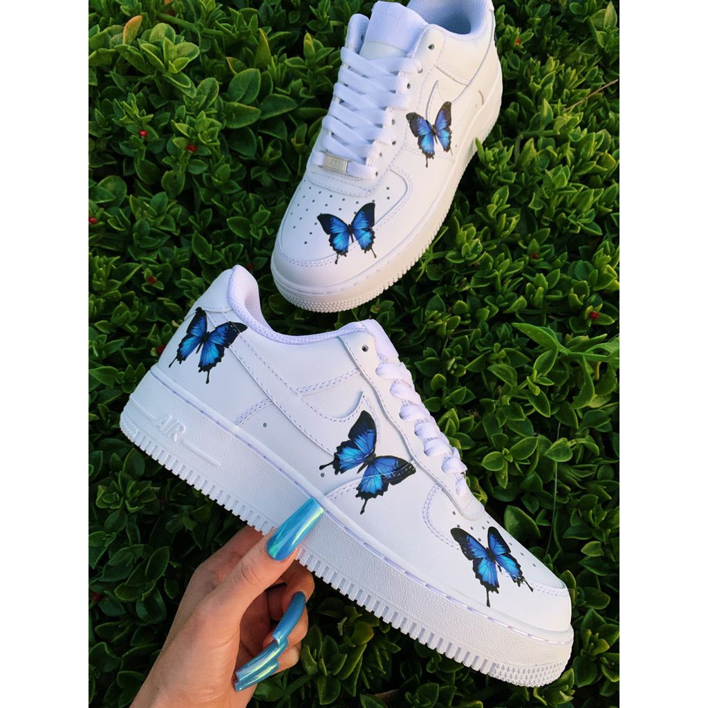 Combo Custom Giày Blue Butterfly- Miếng dán chuyển nhiệt trang trí giày