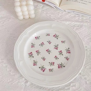Đĩa Sứ Viền Hoa Hồng Vintage