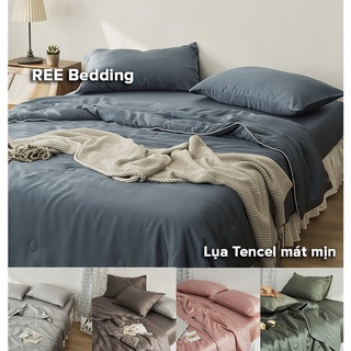 Bộ chăn ga gối Lụa chần bông REE Bedding LTC174 chất Tencel 60s mát mềm đủ size giường nệm