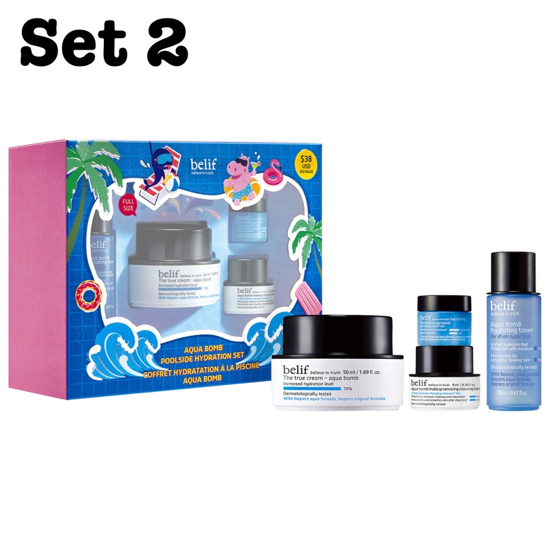 ???? HOT - Fullset ???? Bộ dưỡng da BELIF Aqua Cica Bomb Burst Of Soothing Hydration Set / Aqua Bomb Poolside Hydration Set