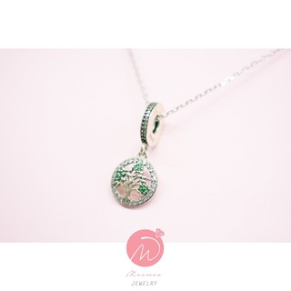 Combo Hạt Charm Bạc 925 hình mặt dây chuyền Green Tree nạm đá CZ xanh và trắng hợp mệnh Mộc, Hỏa, Thổ - mã C12033