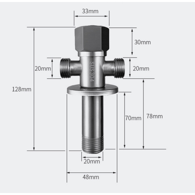 Đầu Vòi Nước 3 Góc Bằng Thép Không Gỉ Sus 304