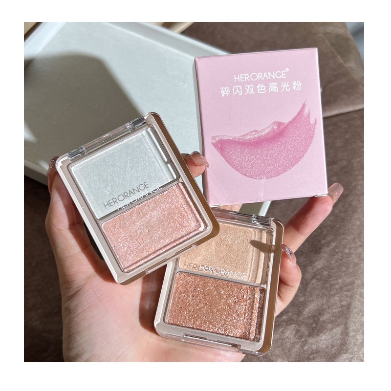 Phấn Má Hồng Bắt Sáng Màu Lì Hai Tông Màu Làm Sáng Da HERORANGE 2022