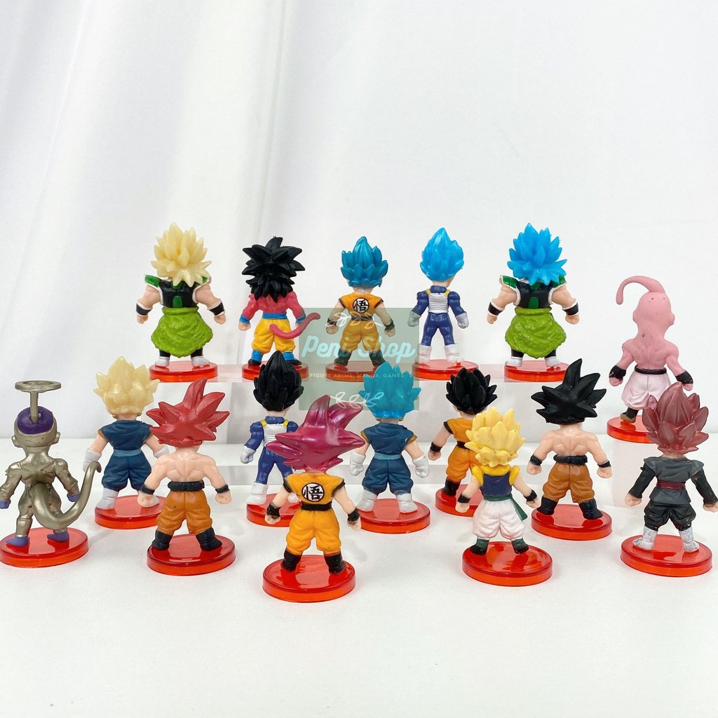 Bộ 16 Mô Hình Dragon Ball Chibi Nhân Vật Goku Gogeta Vegeta Broly Gohan Frieza Buu Cao 7cm Anime - 7 Viên Ngọc Rồng