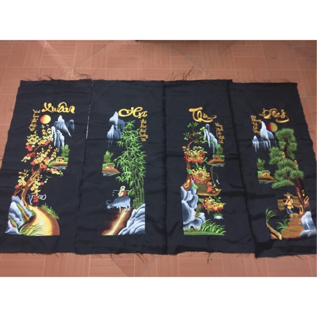 (Đã thêu) tranh thêu xuân hạ thu đông