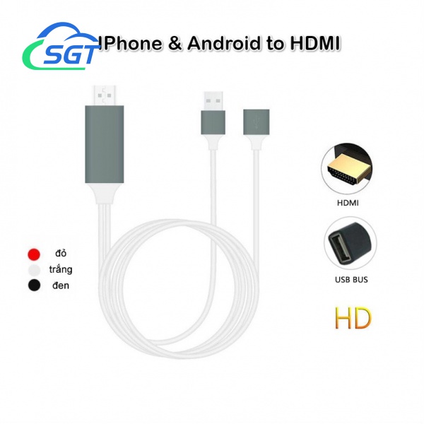 SGT Cáp hdmi type c iphone lightning micro iphone android dây cable kết nối điện thoại FULL HD với tivi máy chiếu