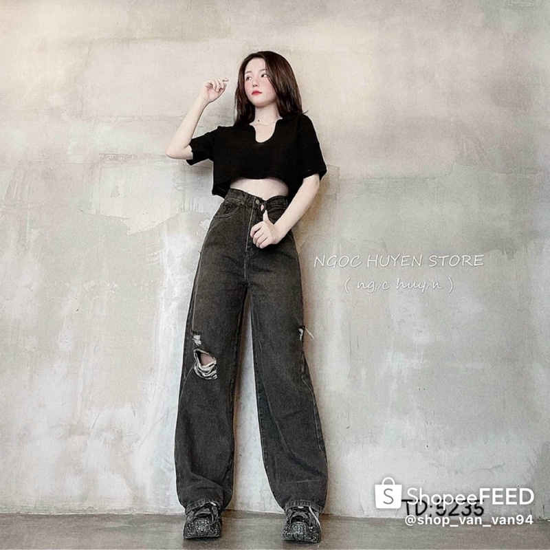 Quần bò suông ống rộng quần jean nữ suông quần jean ống rộng cạp cao | BigBuy360 - bigbuy360.vn