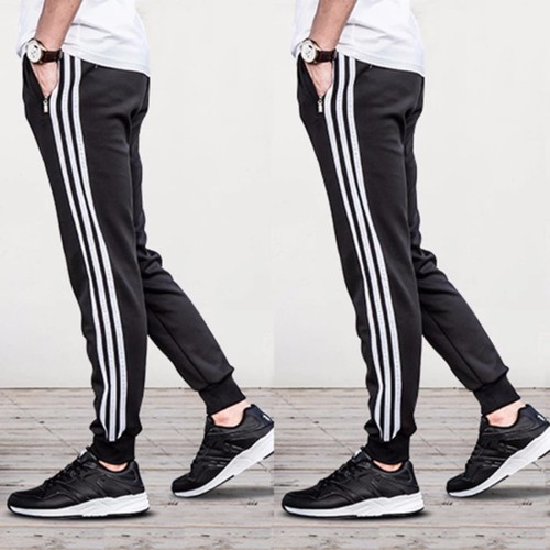 Quần nỉ thế thao 3 sọc nam màu xanh than