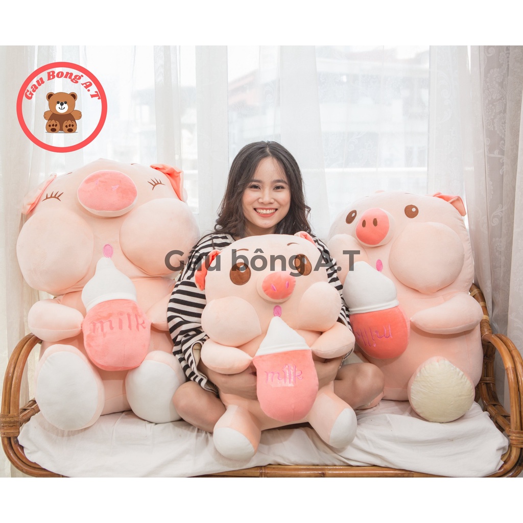 Gấu Bông Heo Ôm Bình Sữa, Lợn bú bình, thú nhồi bông siêu cute siêu hot hit hàng mềm mại cao cấp size 55cm-85cm-1m1