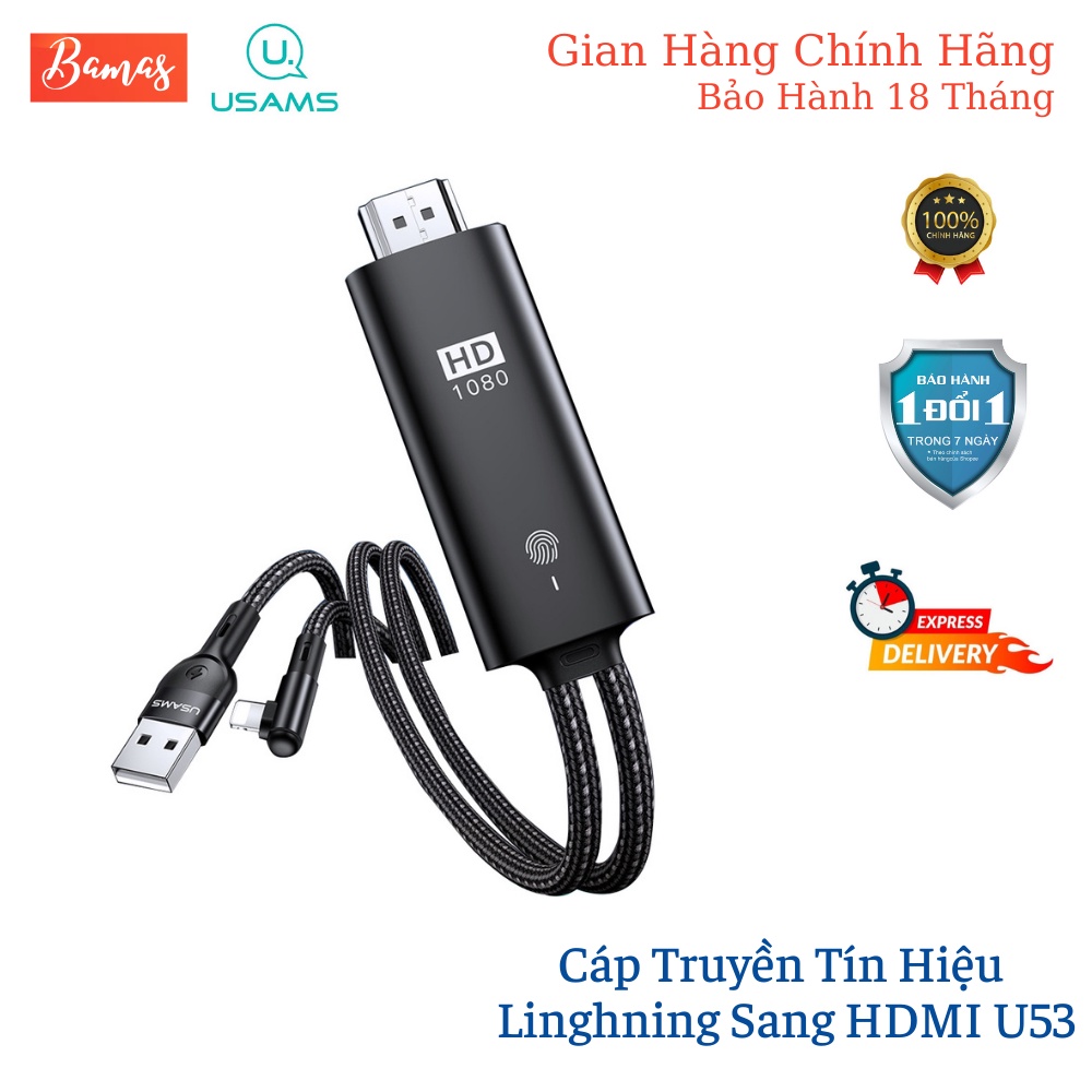 Cáp Chuyển Đổi Lightning Sang HDMI USAM U53 - Cáp Chuyển Đổi Dành Cho Iphone Tích Hợp Sạc thumbnail