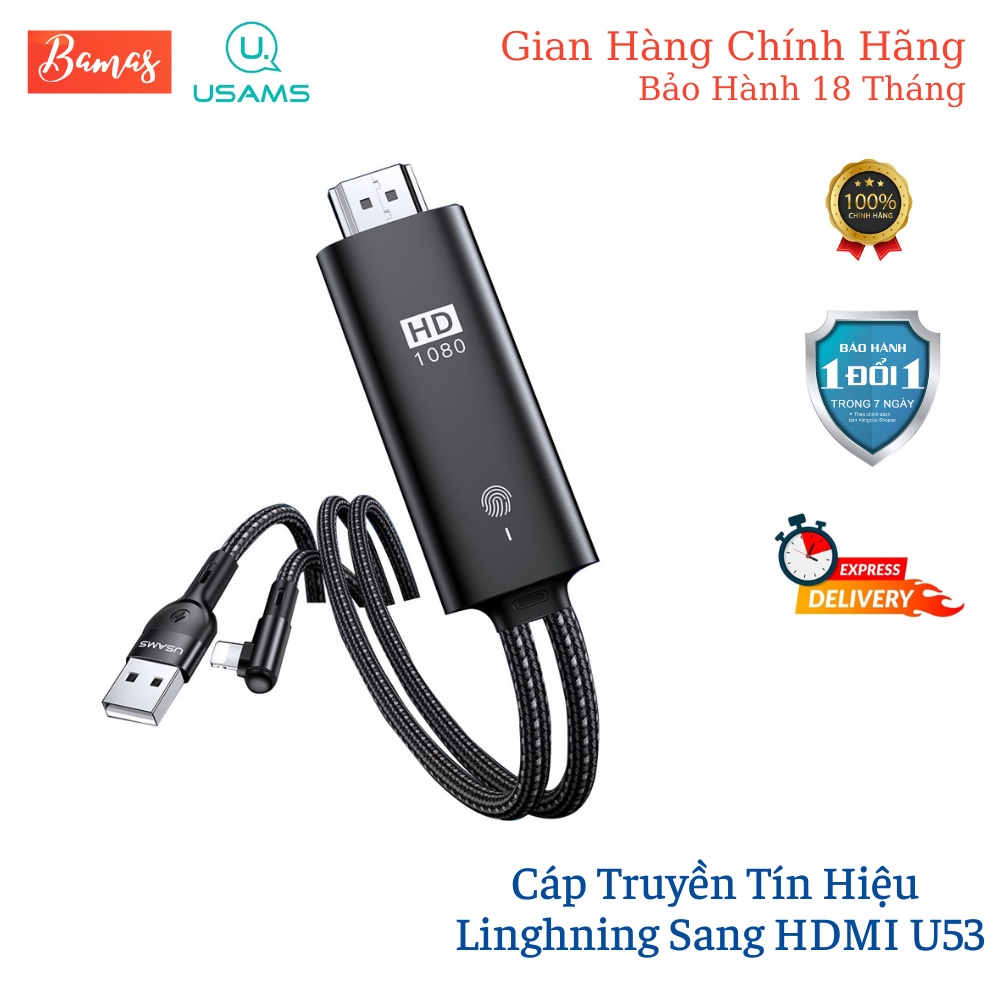 Cáp Chuyển Đổi Sang HDMI USAM U53-Cáp Chuyển Đổi Dành Cho táo Tích Hợp Sạc