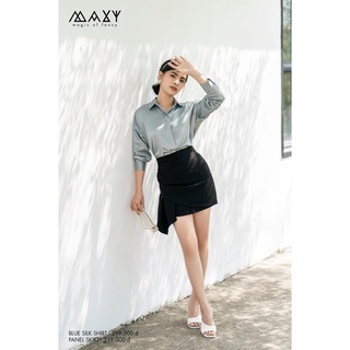 Áo sơ mi công sở nữ, lụa form freesize Blue silk shirt Maxy Workshop