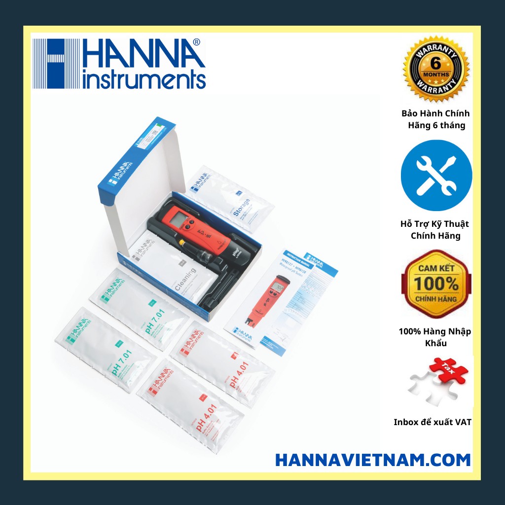 Máy Đo pH Nhiệt độ Hanna HI98128 Cao Cấp Với Độ Phân Giải 0.01- Hiệu Chuẩn Tự Động - Kèm bộ dung dịch Chuẩn, Bảo Dưỡng