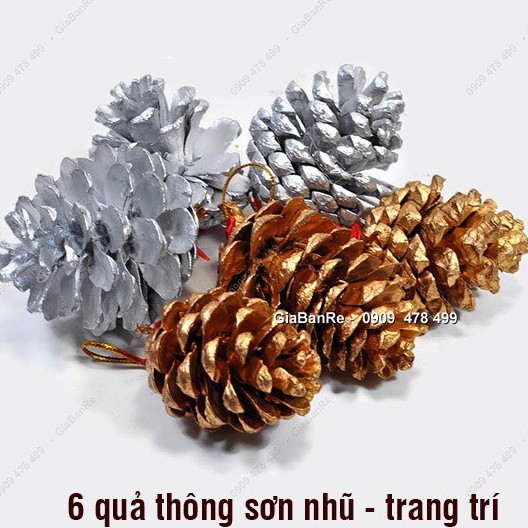 COMBO 6 QUẢ THÔNG SƠN NHŨ TRANG TRÍ NGÀY NOEL - 4712