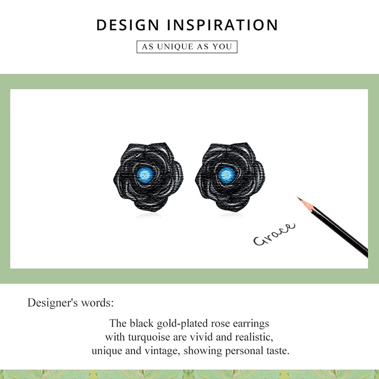 Bông tai Bamoer SCE1401 bằng bạc 925 hình hoa hồng xinh xắn