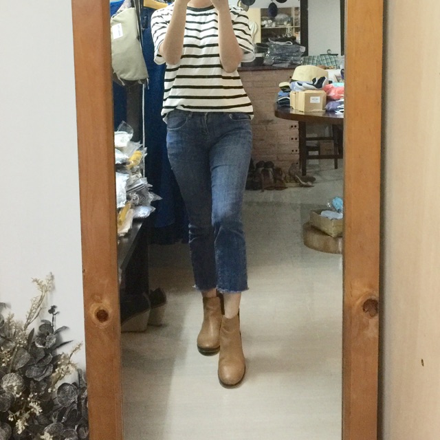 Combo áo denim, jean loe