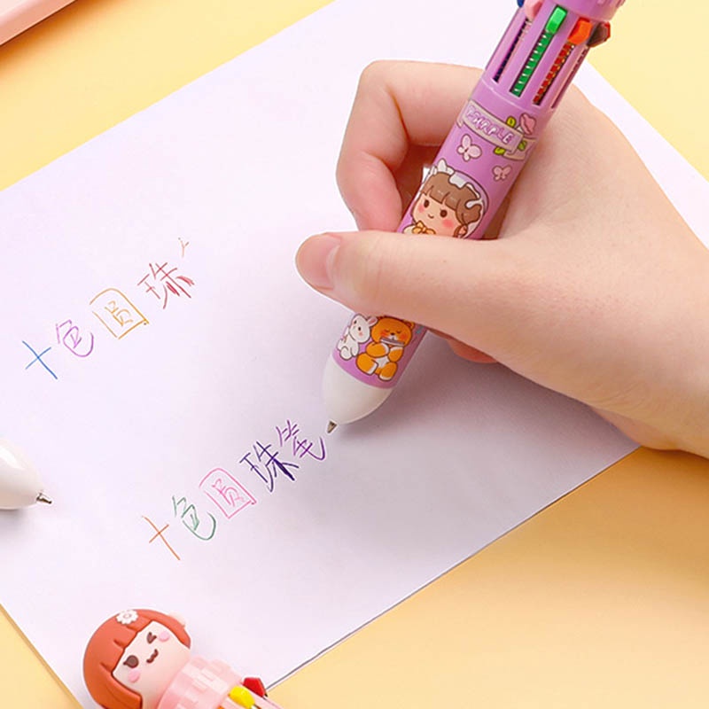 Bút Bi 10 Màu Dễ Thương Dành Cho Học Sinh Nhân Viên Văn Phòng