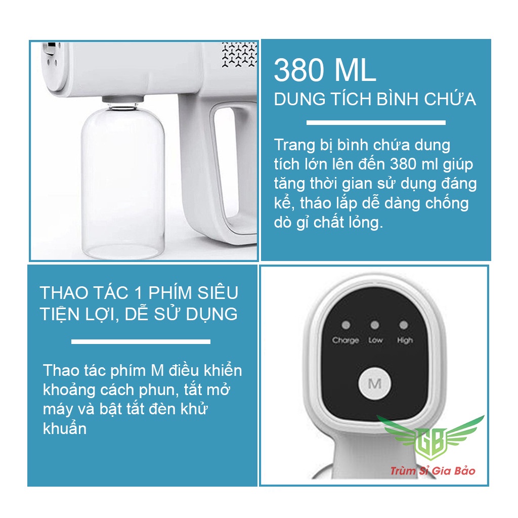 Súng phun khử khuẩn k5 pro nano chính hãng cầm tay, máy diệt trùng tự động phòng chống dịch bệnh