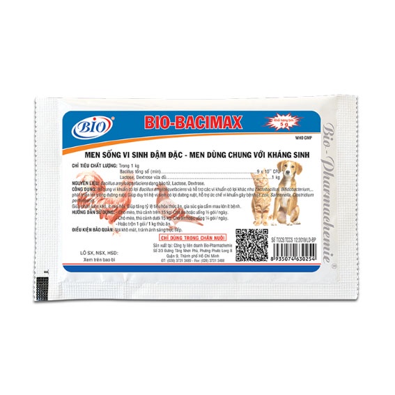 MEN VI SINH SỐNG ĐẬM ĐẶC Bio Bacimax Giúp phân khô Giảm mùi hôi Gói 5g Xuất xứ Bio Việt Nam