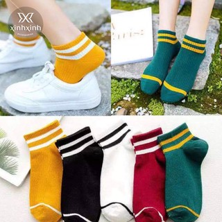 Tất nữ cổ ngắn cotton kẻ sọc Hàn Quốc khử mùi set 3-5 đôi
