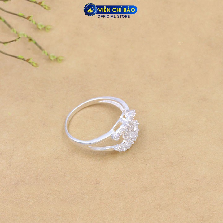 Nhẫn bạc nữ chữ CC đính đá chất liệu bạc 925 thời trang phụ kiện trang sức nữ thương hiệu Viễn Chí Bảo N400383